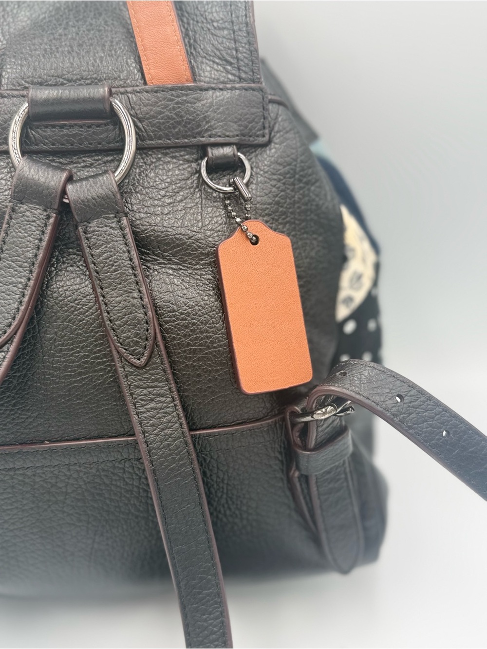 Coach Canyon Black Leather Backpack with Denim Patchwork - Picture 5 of 12